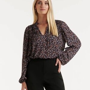 Ever New Black Floral Blouse